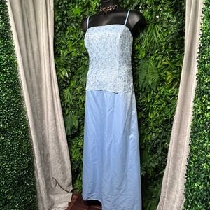 Y2K May Queen Couture Dress 4XL Blue‎ Floral Lace Formal Gown Maxi Plus 3126